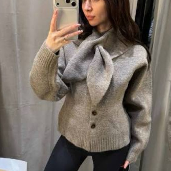 Zara Sweaters - ZARA SCARF KNIT CARDIGAN